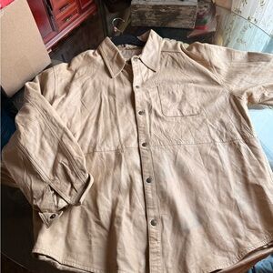 Vtg Leather Angelo Snap-Up Shirt